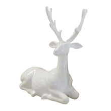 Modern art decoration home outdoor garden animal sculpture display life size christmas fiberglass white deer statue
